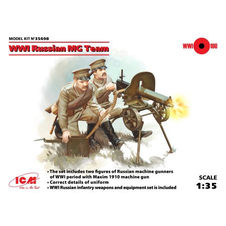 WWI Russian Maxim MG Team 2 figures 1/35