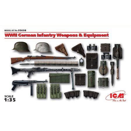 ICM 35638 WWII GERMAN INFANTRY WEAPONS & EQUIPMENT (100% NEW MOLDS) 1:35