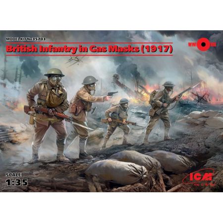 British Infantry in Gas Masks (1917) (4 figures) 1/35