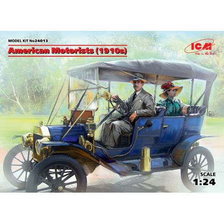 American Motorists 1910s 1 male 1 female figures 1/24