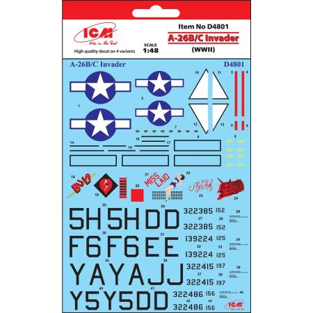 DECAL SHEET A-26B/C Invader (WWII) 1/48