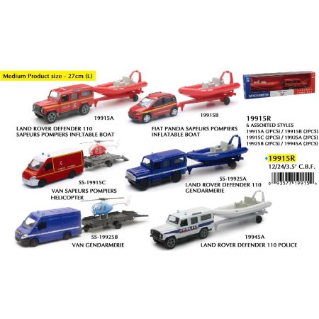 New Ray 19915r - 4x4 et Van + Remorques (Police / Gendarmerie / Pompiers) 6 assortis 1/43