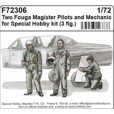 Two Fouga Magister Pilots and a Mechanic for 1/72 SH kit (3fig) 1/72