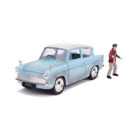 Hollywood Rides-Ford Anglia W/Harry Potter Figure Blue 1959 1/24