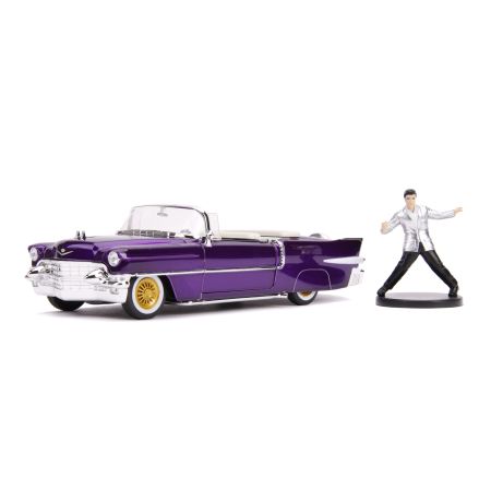 Hollywood Rides-Cadillac Eldorado W/Dancing Elvis Figure Purple 1/24