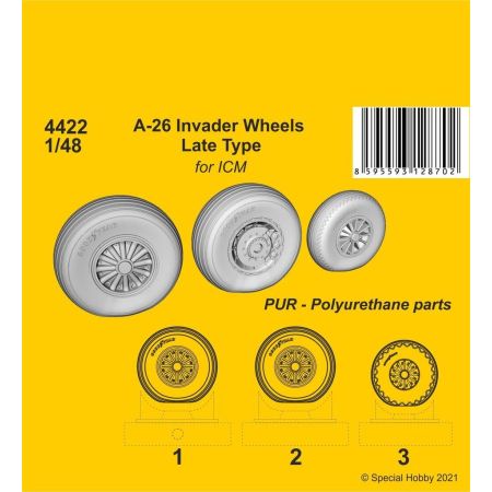 A-26 Invader Wheels Late Type / for ICM kit 1/48