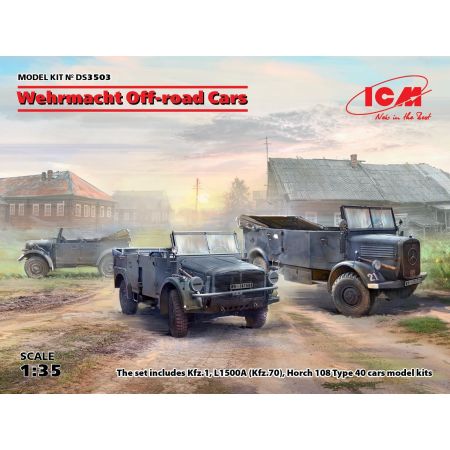ICM DS3503 - Wehrmacht Off-road Cars (Kfz.1, Horch 108 Typ 40, L1500A) 1/35