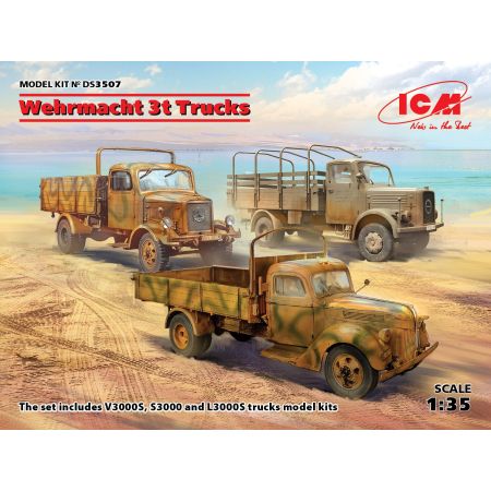 ICM DS3507 - Wehrmacht 3t Trucks (V3000S, KHD S3000, L3000S) 1/35