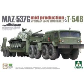 MAZ-537G mid production with CHMZAP-5247G Semitrailer & T-54B 1/72