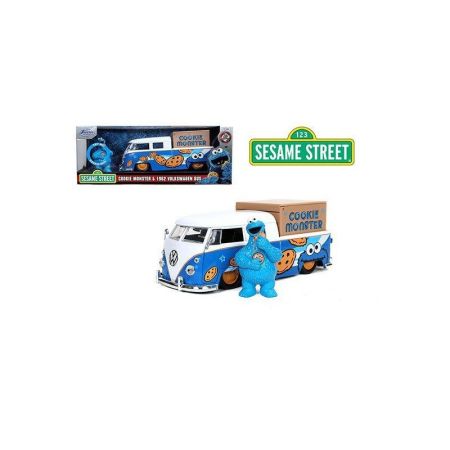 [HC] - Hollywood R-Volkswagen Bus W/ Cookie Monster's Figure Blue 1963 1/24