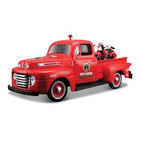 FORD F-1 PICK-UP 1948 + MOTO - FIREFIGHTER 1/24