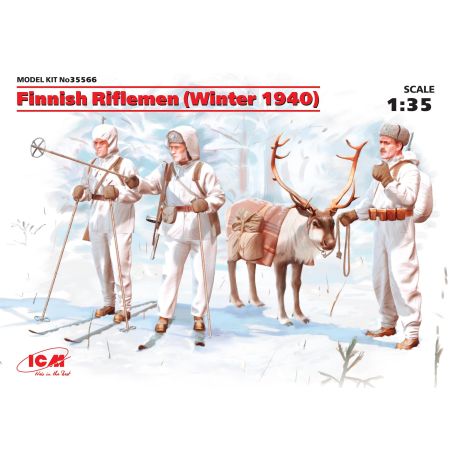 Finnish Riflemen Winter 1940 4 figures - 3 rifleman 1 reindeer 1/35